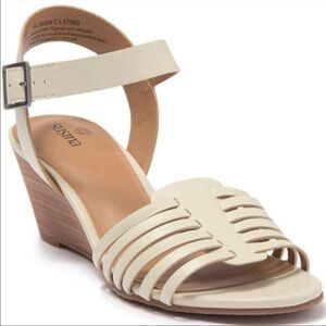 Susina | Terra Wedge Sandals In Bone Cream Leather Size 11NEW
